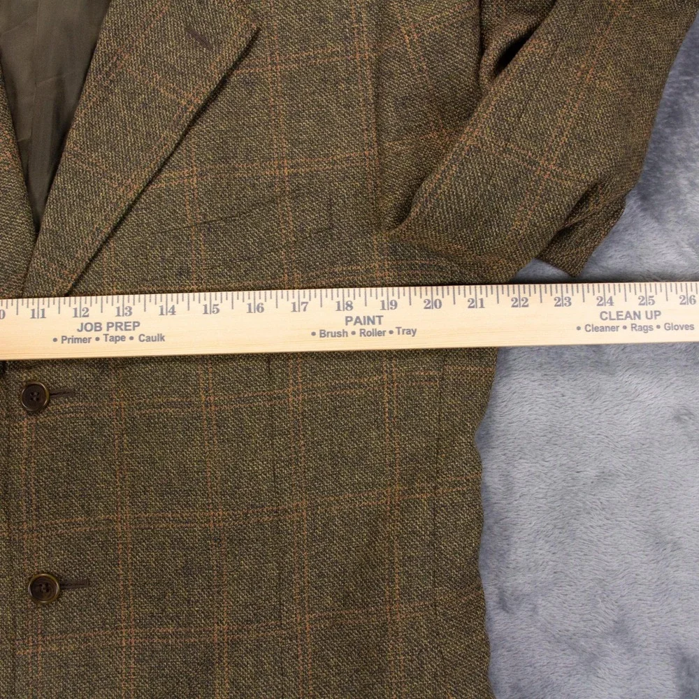 VTG Canali Mens 42R Brown Windowpane Wool Plaid‎ Blazer Jacket Sport Coat Italy